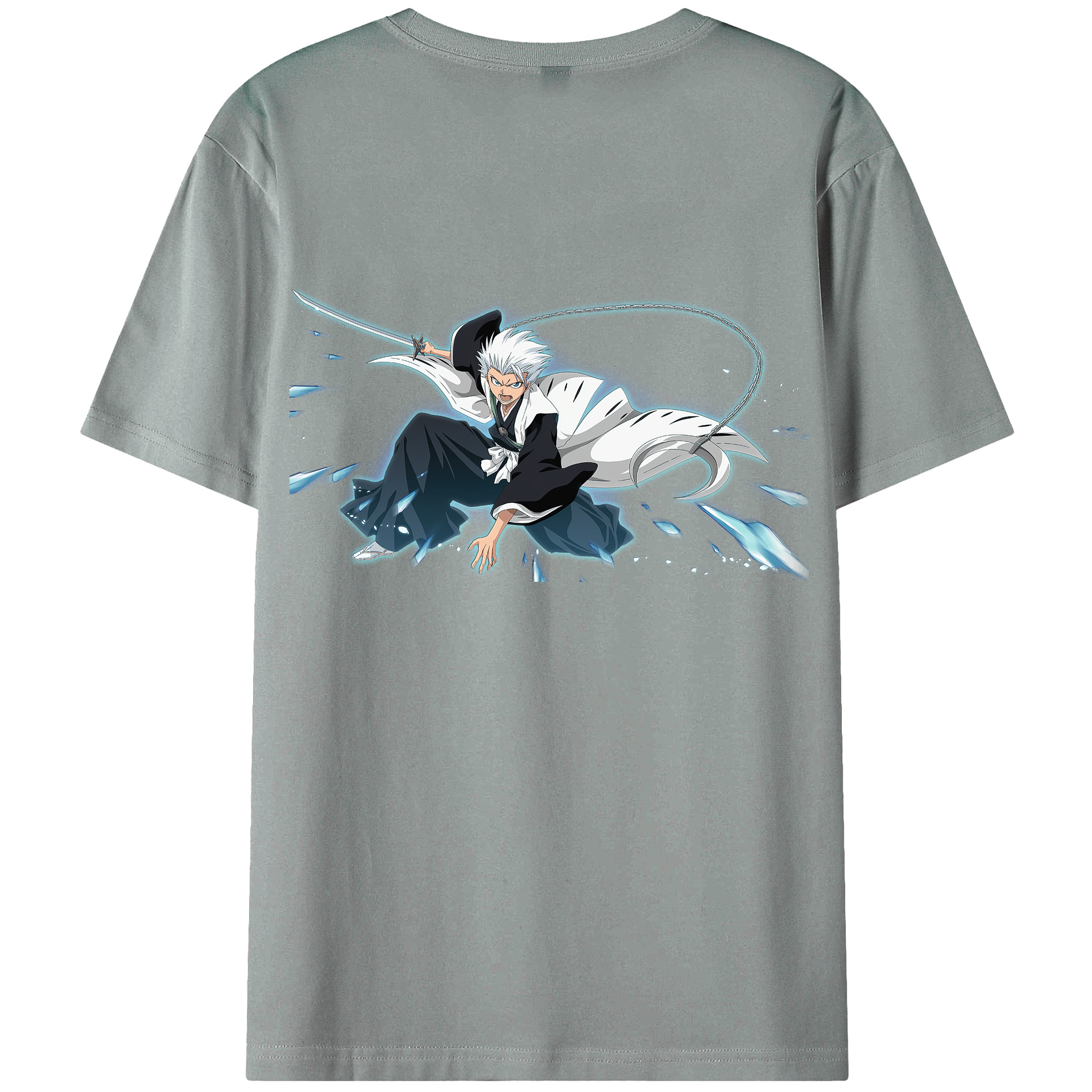 （画像用） ブリーチ 日番谷冬獅郎（ひつがや とうしろう） BLEACH Hitsugaya Toushirou 綿100％ メンズ半袖Tシャツ（バックプリント） 通気性